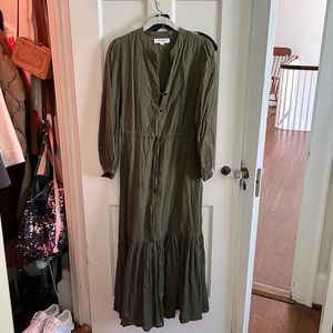 Emerson Fry India Collection green maxi cinched dress